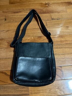 Black Leather Crossbody Bag - Classic Minimalist